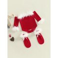 thumbnail image 2 of Jxzom Infant Baby Girls Christmas Clothes Set Furry Trim Off Shoulder Long Sleeve Romper + Leg Warmers Velvet Outfits, 2 of 7