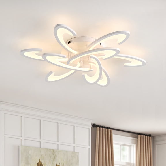Aiwen Modern LED Flush Mount Ceiling Light Star Orbit Shape White Acrylic Dimmable 3 Color Temperature Ceiling Light Fixture for Kitchen Dining Room Bedroom