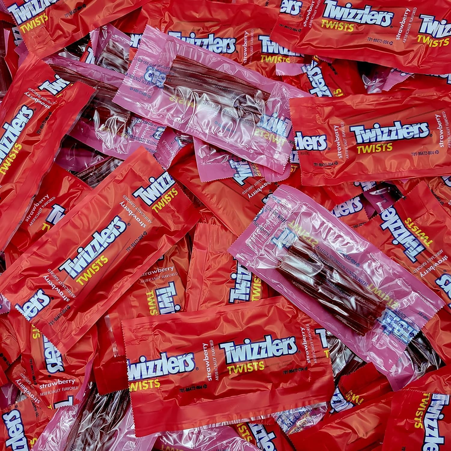 Twizzlers Strawberry Halloween Licorice Bulk Candy 95 Individually Wrapped Candy Pack Licorice Twists Fun Size, Perfect for Sharing, Party Favors & Snack Bags