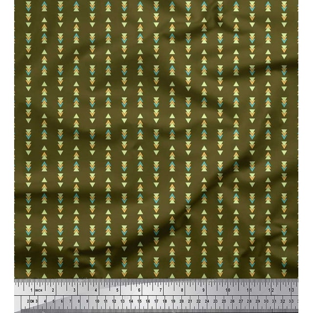 Soimoi Polyester Crepe Fabric Triangle Shirting Fabric Prints by Yard 42 Inch Wide