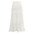 thumbnail image 4 of XIAONU Women's Crochet-Knit Maxi Skirt Elastic-Waist Scalloped Skirt Elegant Airy Summer Party Wear, 4 of 6