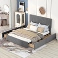 thumbnail image 2 of Queen Size Upholstery Platform Bed with Four Drawers on Two Sides, Adjustable Headboard, Grey, 2 of 9