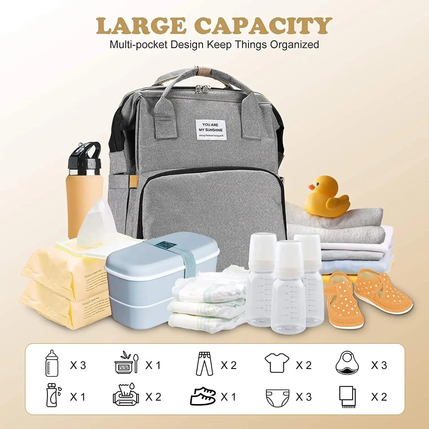 Baby Diaper Bags with Changing Station, Diaper Bag Backpack for Moms Dads with USB Charging Port, Baby Shower Gifts, Large Capacity diaper backpack