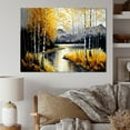 thumbnail image 2 of Designart Grey And Yellow Birch Trees By The Lake II Canvas Wall Art, 2 of 5