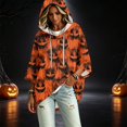 thumbnail image 3 of FGVCTG Halloween Sweatshirts for Women Drawstring 3/4 Sleeve Halloween Hoodie Ghost Graphic Spooky Oversized Pullover Hoodies Saffron S, 3 of 6