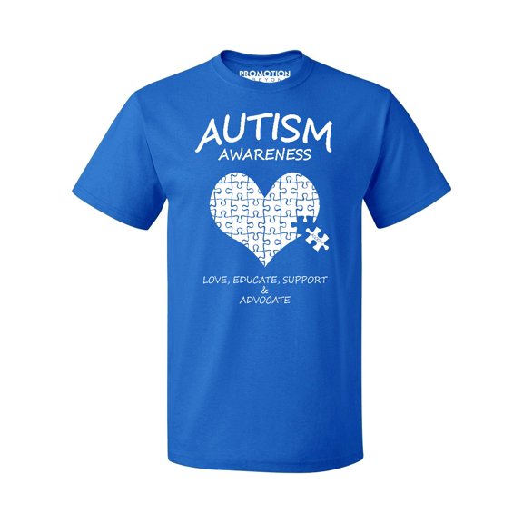 Autism Awareness Support Heart Puzzle Men's T-shirt, 2XL, Royal
