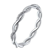 Silvora Vintage Sterling Silver Rings for Women Stackable Twisted Rope Engagement Wedding Bands Jewelry Gifts, Size 9