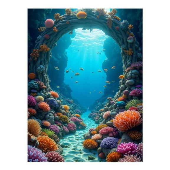 Diamond Art Kit for Adults, Coral Reef Underwater Archway Scene Diamond Painting for Adults Beginners, DIY Diamond Art Painting Kits, 5D Diamond Painting Crafts for Home Decor 12x16 Frameless