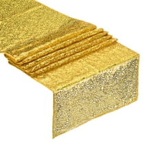Gold Table Runner 70" x 11", Long Shining Sequin Table Runner