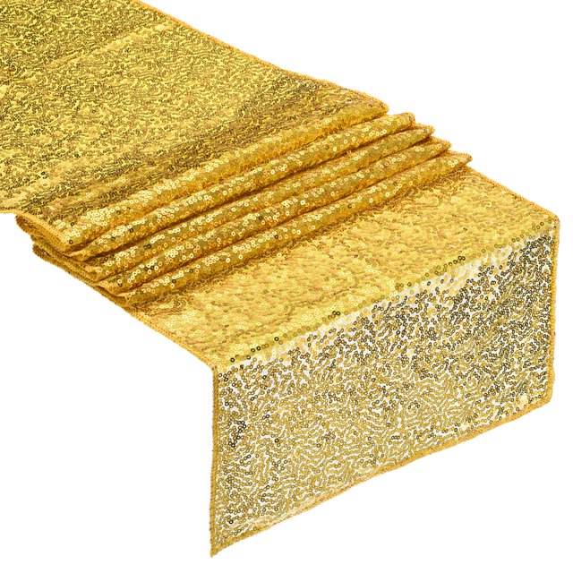 Unique Bargains Chemin de Table Doré 70 Pieds x 11 Pieds, Long Chemin de Table à Sequins Brillants