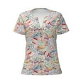 thumbnail image 4 of Wukai Passport Stamp Casual V-Neck Graphic Tees for Women: Lightweight and Breathable Summer Tops with Stylish Design-XX-Large, 4 of 8