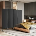 thumbnail image 3 of YANG2 4 Panel Room Divider, Folding Privacy Screen with Lockable Wheels, Rolling Partition Room Dividers, Freestanding Fabric Wall Divider for Home Office Studio Separation, 89''W x 68''H, Gray, 3 of 8