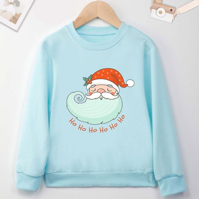 Sudadera con capucha de manga larga y cuello redondo para niños y niñas, ropa navideña con dibujos animados de Papá Noel, color rojo, para festivales, hogar y Navidad