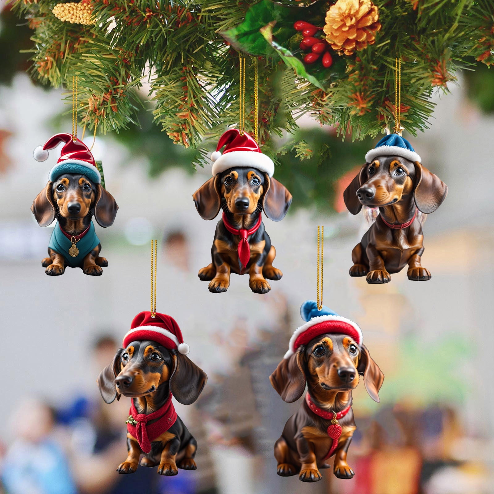 Ihhxbz Household Essentials A Set Of Christmas Dog Car Accessories Decorated With Acrylic Family Pendants 5pcs