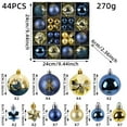 thumbnail image 4 of 44ct Blue Silver Christmas Ball Ornaments - Bulk Glitter Hanging Decor Set with Large & Mini Sizes for Tree, Garland & Holiday Party, 4 of 9
