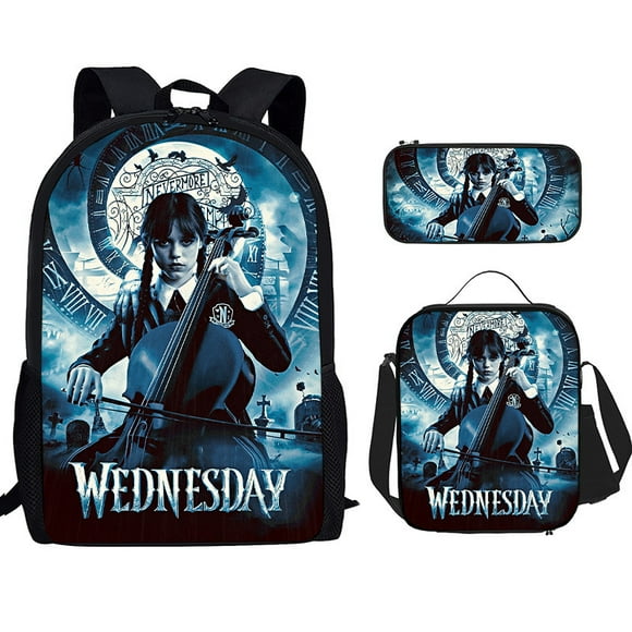 Wednesday Addams Backpack Set, School Bag Laptop Bag Casual Daypack For Boys Girls With Small Satchel Pencil Bag