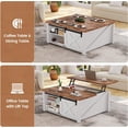 thumbnail image 5 of 31.5" Square Lift Top Coffee Table, Farmhouse Coffee Table with Ample Storage, Wood Center Table with Sliding Doors and Large Hidden Space for Living Room Home Office, White, 5 of 10