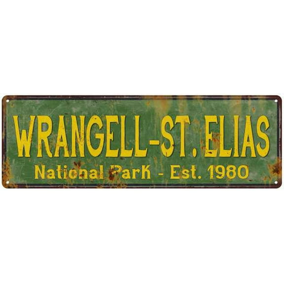 Wrangellâ€“St. Elias National Park Rustic Metal 6x18 Sign Cabin Decor 106180057055