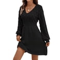 thumbnail image 3 of Women'S V Neck Scale Pattern Knit A Line Long Sleeve Dress Sweater Dress, 3 of 9
