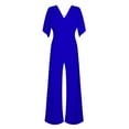 thumbnail image 4 of Riforla Women's Deep V Long Sleeve Casual Fashion High Waist Wide Leg Trousers Womens Jumpsuit Blue XL, 4 of 5