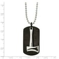 thumbnail image 2 of Stainless Steel Brushed and Polished Black IP-plated Axe Dog Tag Necklace; 24 inch; for Adults and Teens; for Women and Men, 2 of 2