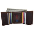 thumbnail image 3 of Leather Trifold RFID Brown Wallet For Men With Flip Out ID Holder, 3 of 9
