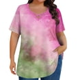 thumbnail image 2 of Blczomt Womens Plus Size Tops Pink Y2K Summer Shirts Tie Dye Short Sleeve Trendy,XXL, 2 of 6