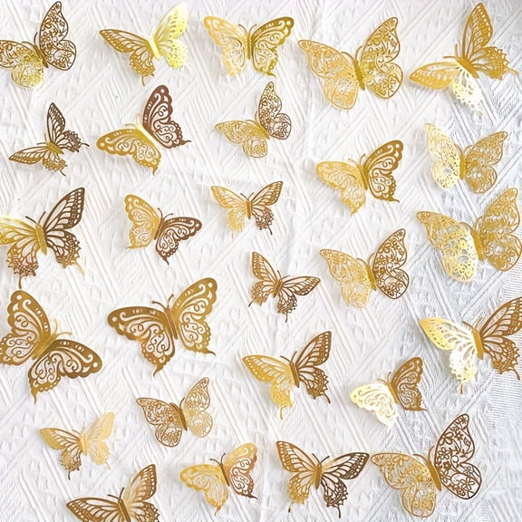72pcs, Sparkling Butterfly Paper Cake Decor, Cake Top Decor, Roostertail Tropical Party Paper Cupcake Decorations, Wall Decor, Birthday, Wedding, Anniversary Party Supplies for Halloween