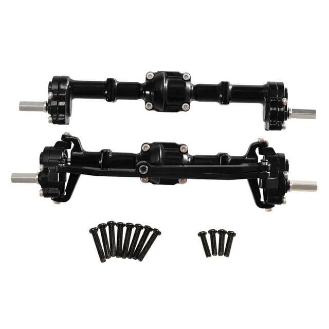Ejes de delantero y trasero con tornillos actualizaciones piezas de accesorios de repuesto RC eje de auto juego para 1/12 a escala RC Hobby Car Negro