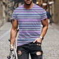 thumbnail image 4 of Lmnyox Men's Short Sleeve T Shirt Casual Striped Print Crew Neck Tee Big and Tall Summer Beach Shirts Tops, 4 of 5