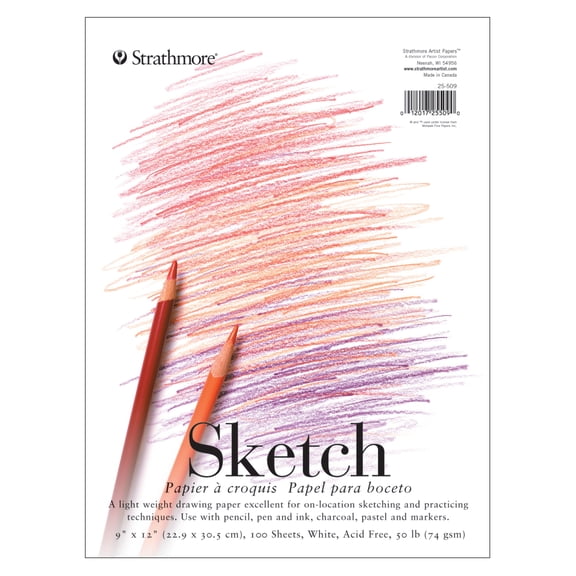 Strathmore Sketch Paper Pad, 200 Series, 9" x 12", Tape-Bound