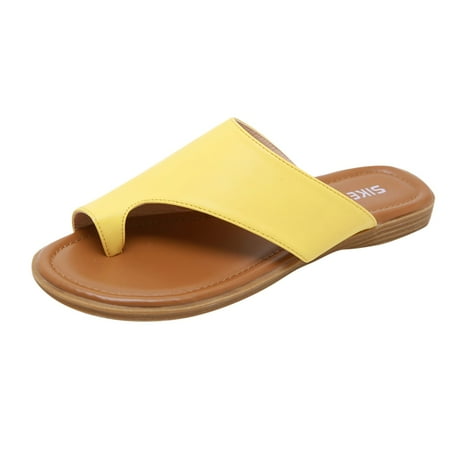 

uikmnh Women Slippers Spring And Summer Women Slippers Beach Large Size Casual Flat Bottom Comfortable Yellow 8.5
