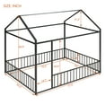 thumbnail image 4 of Full Size Floor Bed, Metal House Bed with Fence, Playhouse Design Montessori Beds Frame, Platform Bed Canopy Bed with Roof, for Girls Boys Bedroom, No Box Spring Needed, Can Be Decorated, Black, 4 of 8