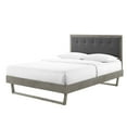 thumbnail image 1 of Platform Bed Frame, Full Size, Wood, Grey Gray, Modern Contemporary Urban Design, Bedroom Master Guest Suite, 1 of 10