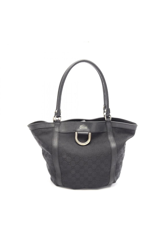Pre-Owned Gucci Abbey GG Canvas Tote Bag Handbag Leather Women's Black 211982