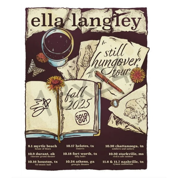 Ella Langley 2025 still hungover Fall Tour Poster Size 24''x36''-Gategoo