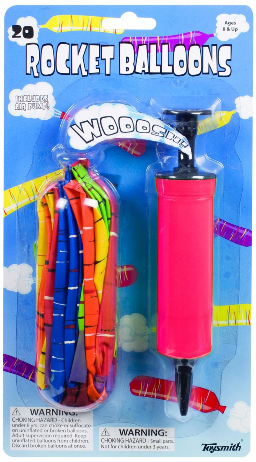 20 Rocket Balloons with Pump,(Colors May Vary),Various Packaging