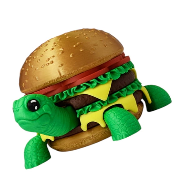 High Precise 3-D Printed Hamburger Tortoise Model Figurine Toy With Movable Joint For Collectors And Home Decoration