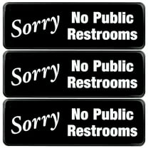 Excello Global Products Sorry No Public Restroom Sign: Easy to Mount Informative Plastic Sign with Symbols 9x3, Pack of 3 (Black) - EGP-HD-0269