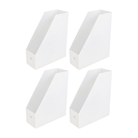 HONMEET 2 Pack White Plastic Magazine File Holder, Desktop File Organizer for Books, Office Supplies, Home Storage