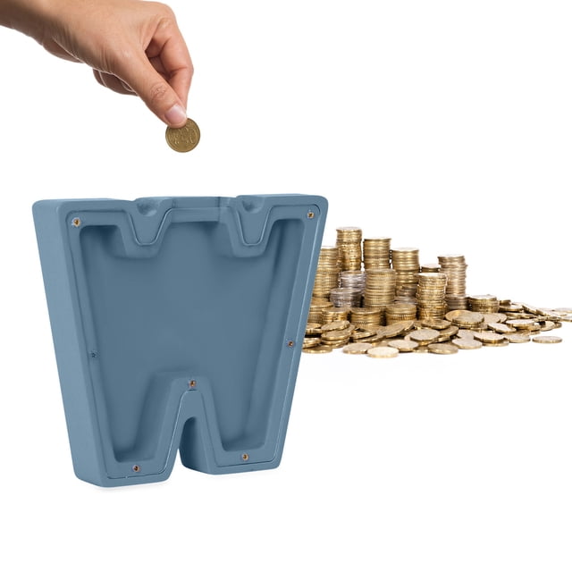 Caja de dinero de madera del alfabeto W, caja de dinero de madera con letras de colores, caja de monedas grabada con texto, regalo de Navidad para niños, decoración del hogar