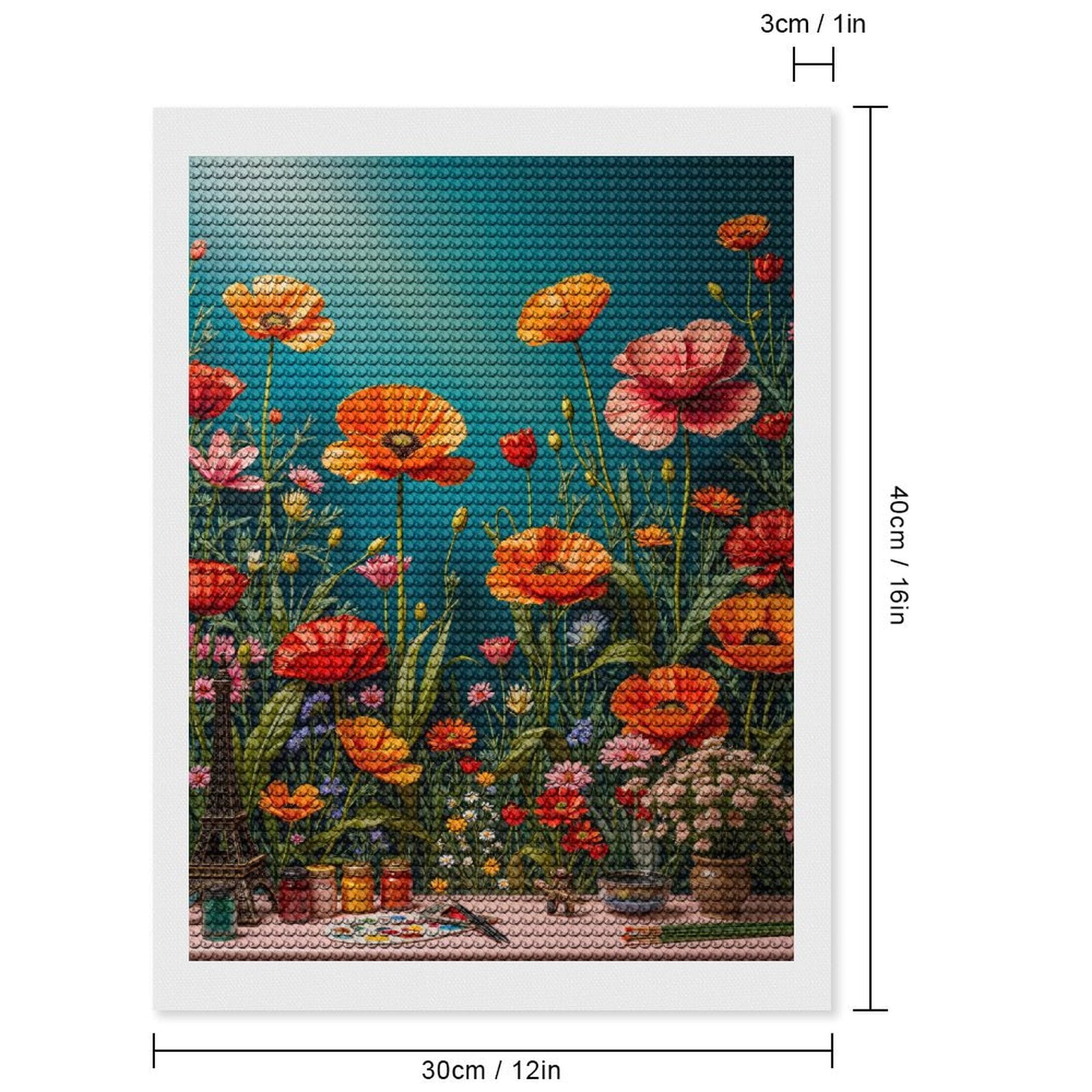 Diamond Art Kits for Adults, Poppies Art Supplies Nature Scene 5D Diamond Painting Kits for Adults Beginners, DIY Full Drill Diamond Painting, Gem Art and Crafts 12x16