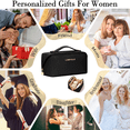 thumbnail image 7 of Lomyolo Large Capacity Makeup Bag for Women, 9.8L Waterproof Travel Cosmetic Organizer Toiletry Bag with Brush Pouch, Open Flat Toiletry Bag, Portable Lightweight Leather Cosmetic Bags - Black, 7 of 7