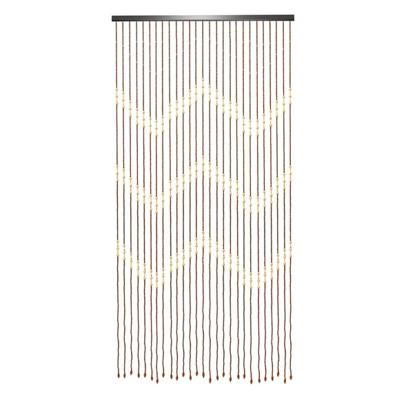 FOGGBET Door Beads Curtains, Macrame Curtains with Wood Beads, 35.4x68.9 In Wave Design 27 Strands Natural Bamboo Door Curtain for Doorway, Window