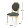 thumbnail image 3 of Noble House Karter Indoor French Fabric Dining Chairs, Set of 4, Black, 3 of 7