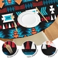 thumbnail image 4 of Blue and Orange Geometric Boho Pattern Round Fitted Tablecloth with Elastic Edge,Dining Table Cover Waterproof,Outdoor Round Tablecloth for Camping,Dining,Indoor and Outdoor, 4 of 7