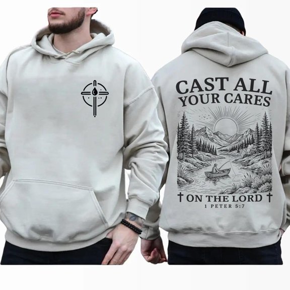Christian Mountain Landscape Hoodie for Men and Women, 1 Peter Scripture Graphic Pullover, Sizes S-5XL