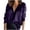Purple, variant on Honeeladyy Women Satin Socket V-Neck Solid-color Commute Long Sleeve Blouses Shirt Tops Spring and Autumn Long-Sleeved Tops