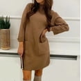 thumbnail image 1 of Gspmoly Robes Grande Taille pour Femmes aux Formes, Robe de Mode pour Femmes à Col Rond, Décontractée, Ample, avec Poches, Couleur Unie, Longueur Poignet, Robes de Travail pour Femmes jusqu'à 70 % de Rabais, 1 of 9