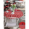 thumbnail image 6 of Outdoor Tablecloth with Umbrella Hole Zipper Red Morocco Round Tablecloth 60" Waterproof Outside Table Cloth Ocean Nautical Anchor Stripe Geometric Patio Table Cover Tablecloths for Picnic Party, 6 of 8